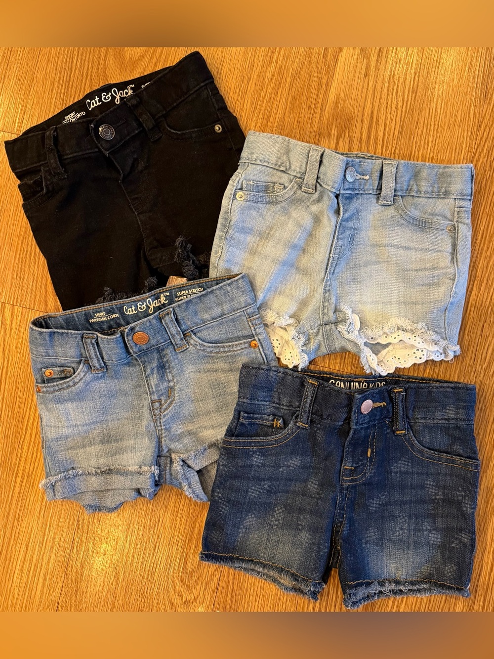 Baby Girl 12M Denim Shorts Lot of 4 Cat & Jack OshKosh Distressed Jean Shorts